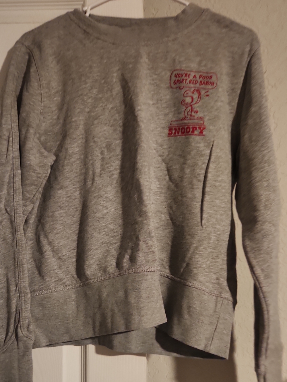 Women's Grey Crewneck Sweatshirt with Red Graphic